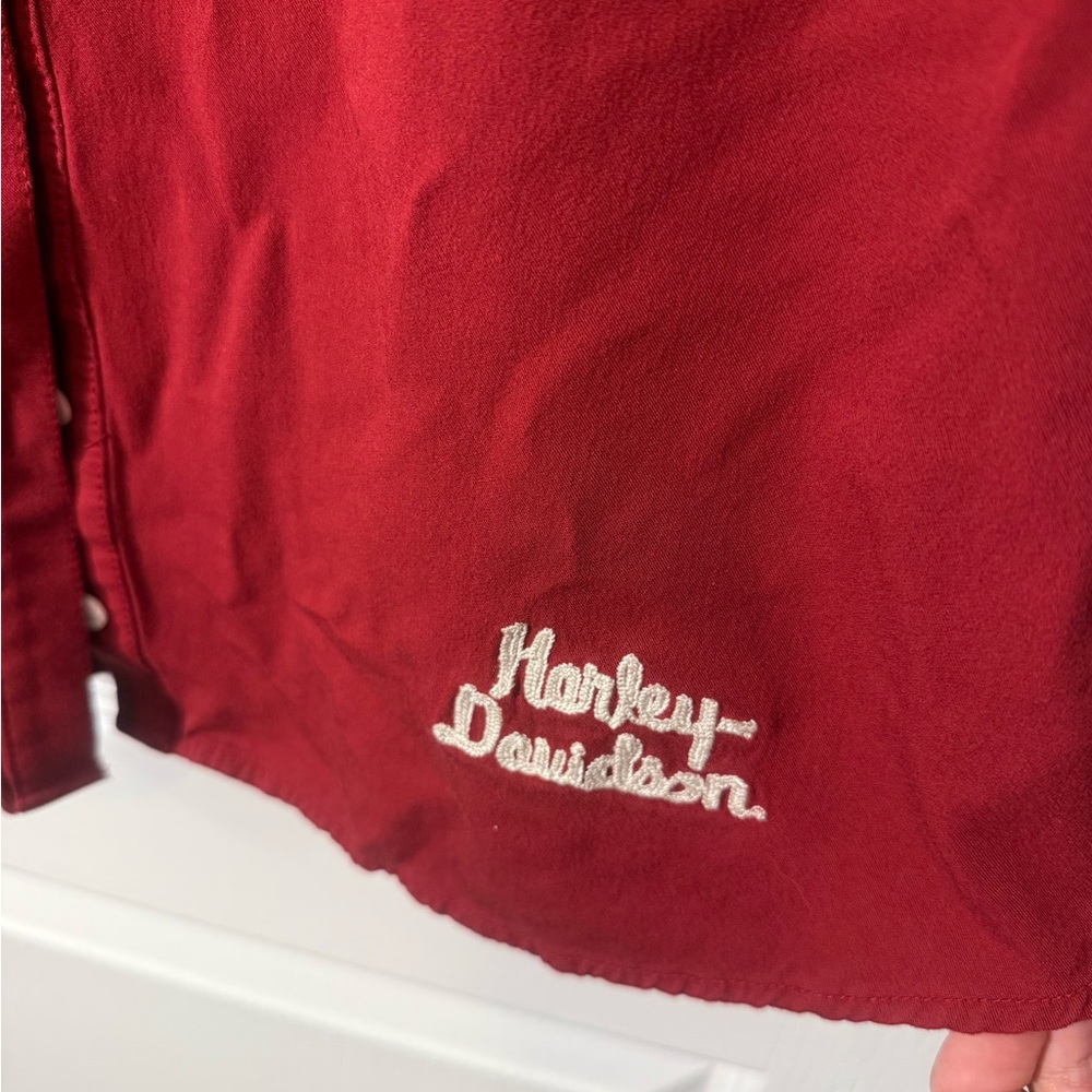 Harley Davidson Red Sleeveless Top with Embroidery- Size M - Picture 3 of 7